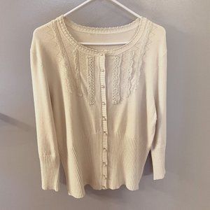 Womens Winter White Pearl Button  Cardigan - PL